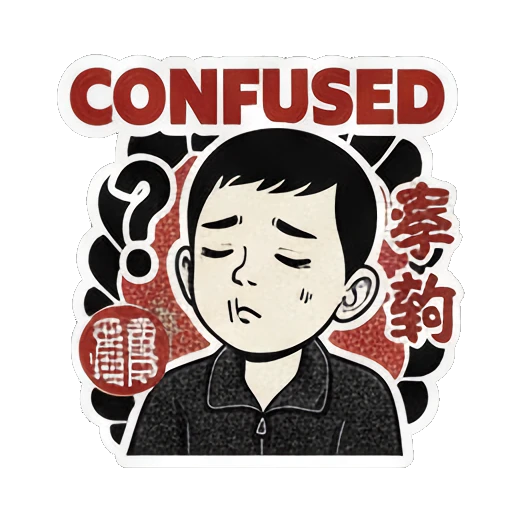 少年困惑挠头CONFUSED Vintage Ink Boy Expressions sticker for expressive chats and social replies.