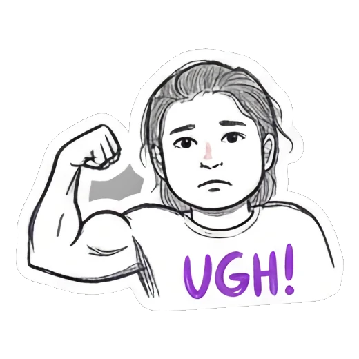 秀肌肉的女孩 Doodle Girl Daily Vibes sticker for expressive chats and social replies.