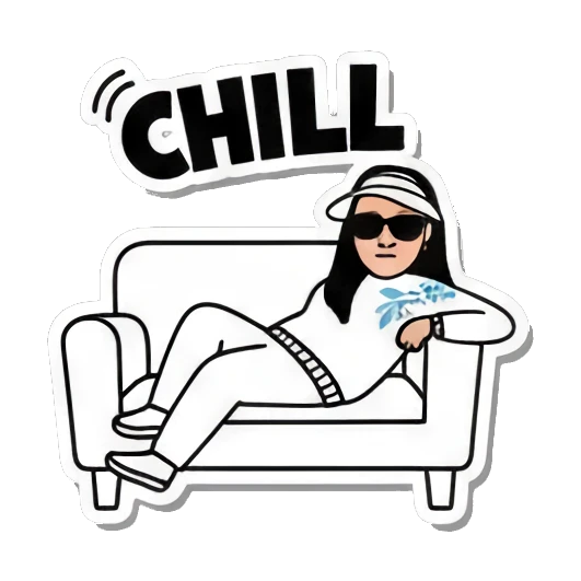 女孩放松CHILL Visor Girl's Expressive World sticker for expressive chats and social replies.