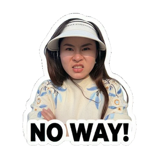 真人女性皱眉摇头NO WAY! Lively Lady's Expressive Moments sticker for expressive chats and social replies.