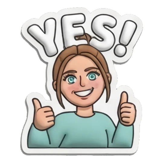 Girl giving thumbs up with yes text Puffy Girl Daily Life sticker for expressive chats and social replies.