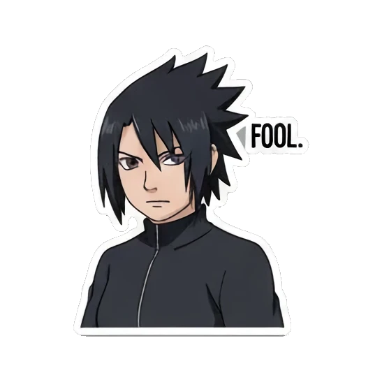 Sasuke looking serious Ninja World Expressions sticker for expressive chats and social replies.