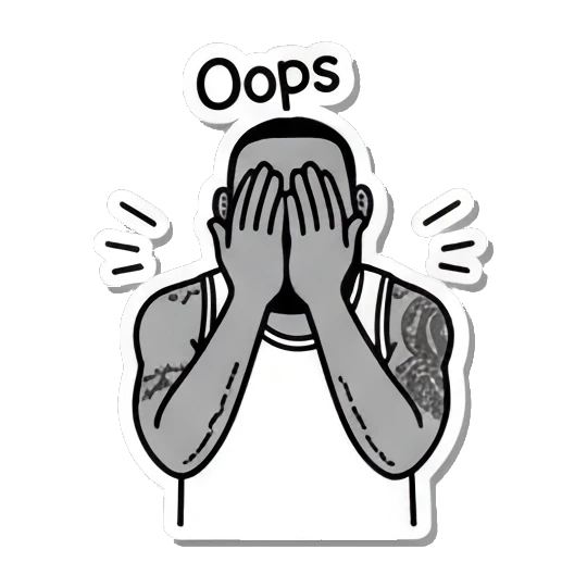 Basketball player covering face with hands in embarrassment, text Oops. King James Pop Art Vibes sticker for expressive chats and social replies.