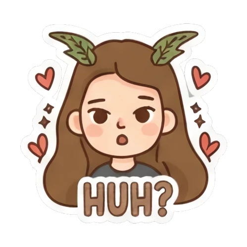 Girl thinking huh Girl's Daily Moods sticker for expressive chats and social replies.