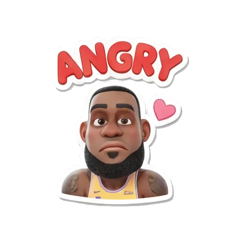 LeBron James looking angry with 'ANGRY' text LeBron Basketball Star Expressions sticker for expressive chats and social replies.