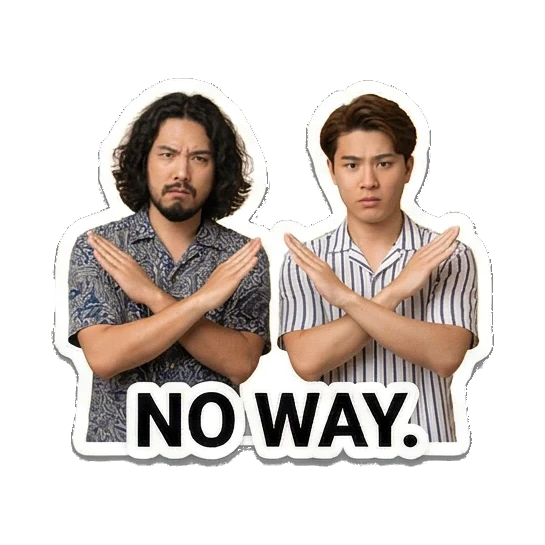 两人交叉手臂拒绝 Dynamic Duo Daily Vibes sticker for expressive chats and social replies.