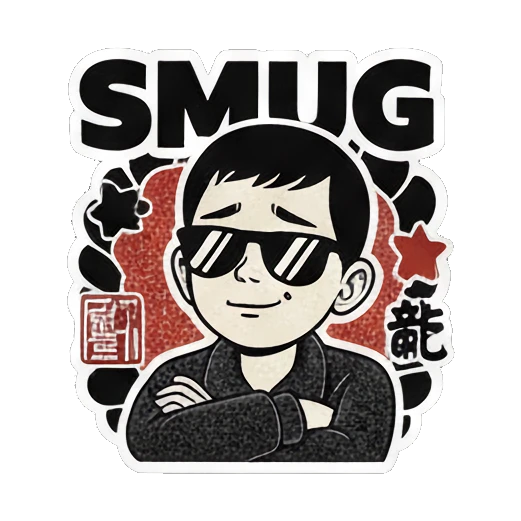 少年戴墨镜耍帅SMUG Vintage Ink Boy Expressions sticker for expressive chats and social replies.