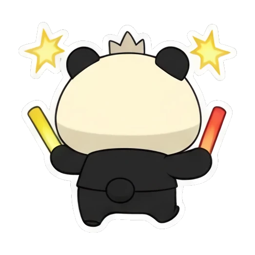 Panda cheering with glow sticks in hands Little Panda Daily Life sticker for expressive chats and social replies.