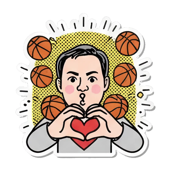 Cool man with sunglasses Basketball Pop Art Guy sticker for expressive chats and social replies.