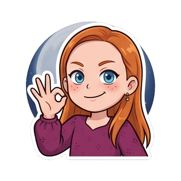 Ginger girl making an OK hand gesture with a confident smile Ginger Girl Daily Life sticker for expressive chats and social replies.