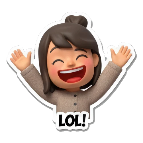 开怀大笑的女孩 Cute Daily Life Girl sticker for expressive chats and social replies.