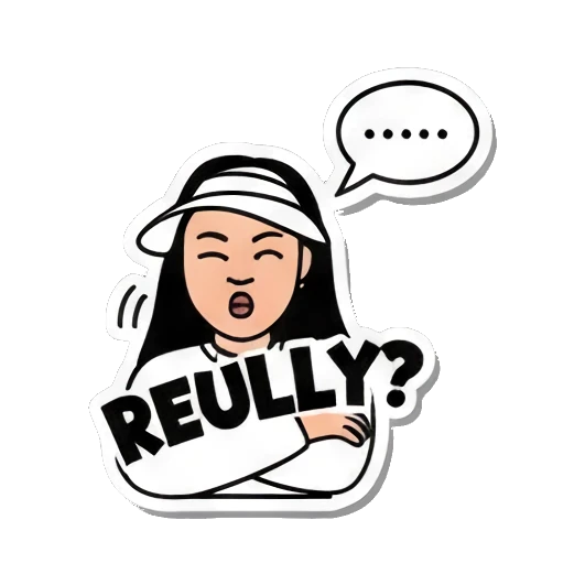 女孩疑问REULLY? Visor Girl's Expressive World sticker for expressive chats and social replies.
