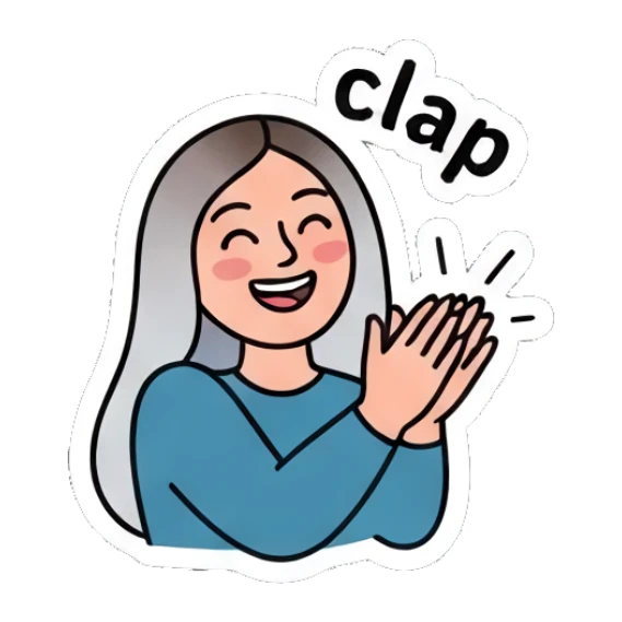 Girl clapping hands with a happy expression Cool Girl Daily Vibes sticker for expressive chats and social replies.