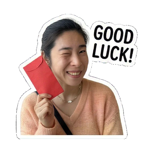 Holding a red envelope Joyful Lunar New Year Moments sticker for expressive chats and social replies.