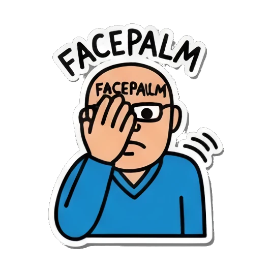 facepalm gesture Bald Guy Pop Art Vibes sticker for expressive chats and social replies.