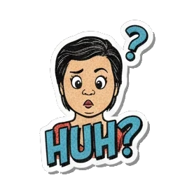 Mother character looking confused with HUH text Retro Comic Mom Expressions sticker for expressive chats and social replies.