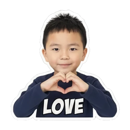 boy heart hands love Little Boy's Daily Moods sticker for expressive chats and social replies.