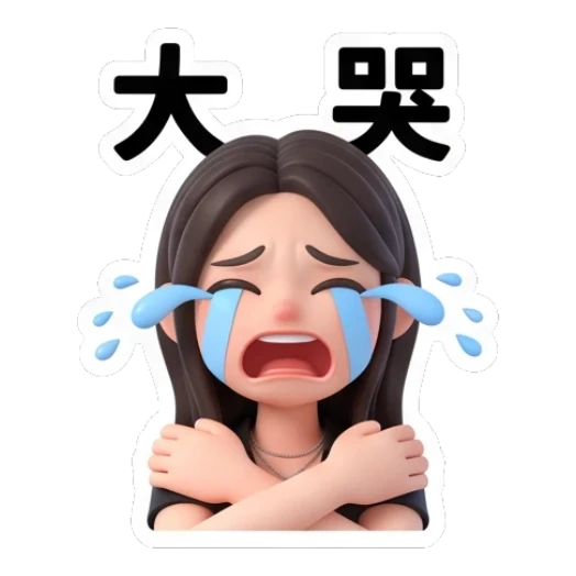 Girl crying loudly with arms crossed Modern Girl Daily Expressions sticker for expressive chats and social replies.