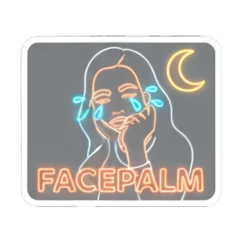 捂脸表示尴尬Facepalm Neon Girl Daily sticker for expressive chats and social replies.