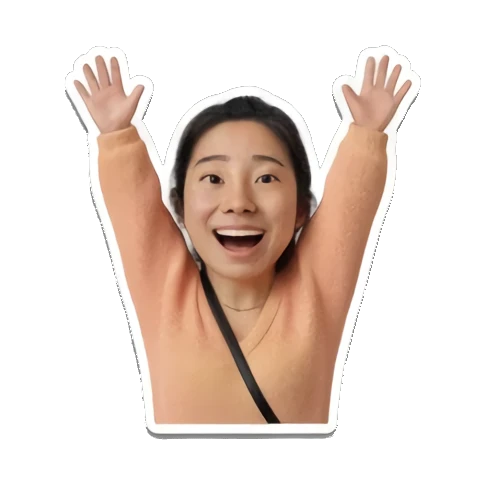 双手高举庆祝 Daily Life of a Cheerful Girl sticker for expressive chats and social replies.