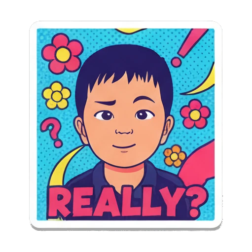 小男孩各种情绪表达 Vibrant Boy Pop Art sticker for expressive chats and social replies.