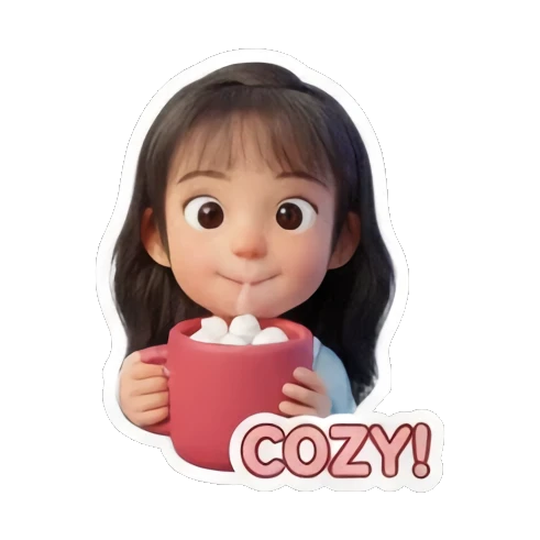 捧着热可可杯子 Holiday Girl Adventures sticker for expressive chats and social replies.