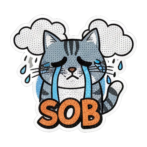 灰猫哭笑不得 Vintage Comic Cat Expressions sticker for expressive chats and social replies.