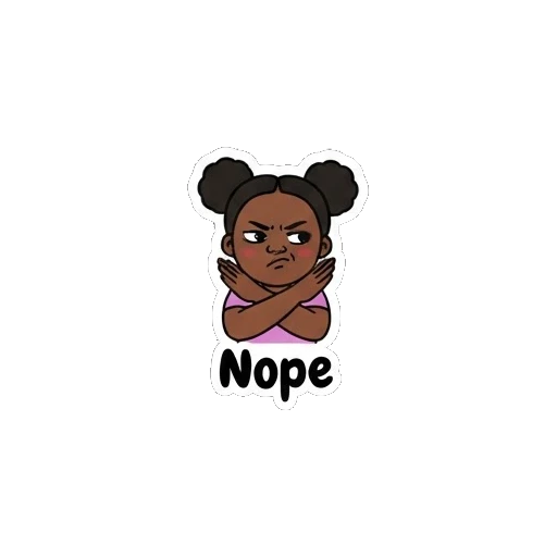 Girl crossing arms in a nope gesture Joyful Afro Girl Daily Expressions sticker for expressive chats and social replies.