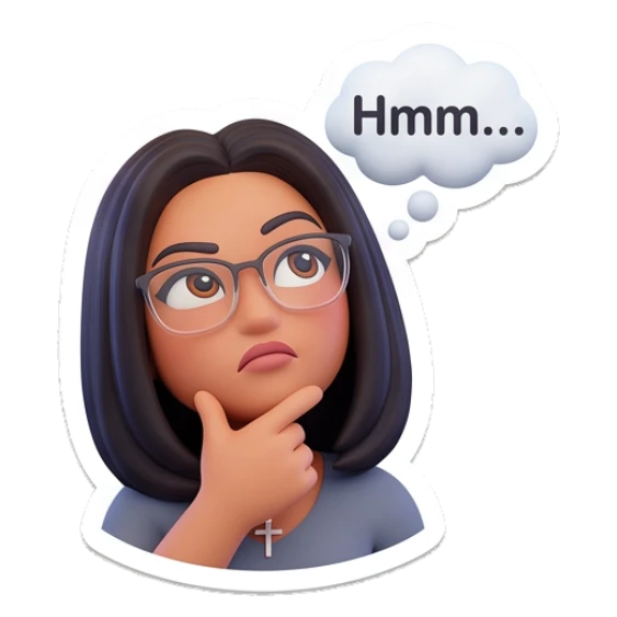 Girl resting chin on hand in deep thought with text Hmm Modern Girl Daily Vibes sticker for expressive chats and social replies.