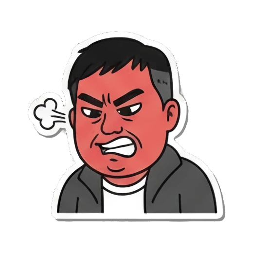 愤怒脸红配Grrr文字 Everyday Man Moods sticker for expressive chats and social replies.