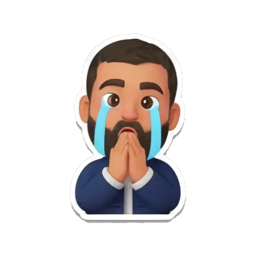 胡子大叔双手捂脸哭泣，表情伤心，带有流泪效果 Bearded Man Daily Expressions sticker for expressive chats and social replies.