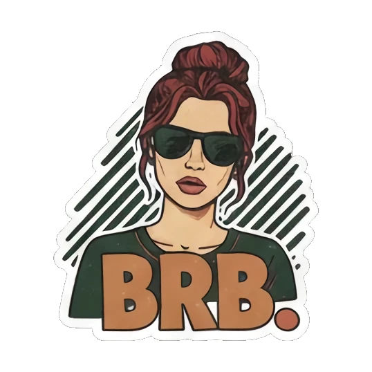 'BRB' with cool sunglasses Expressive Gal's Daily Moods sticker for expressive chats and social replies.