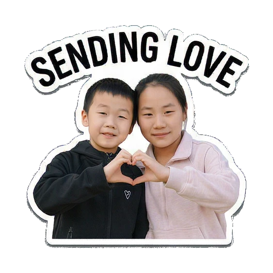 比心传达爱意 New Year Kids Duo sticker for expressive chats and social replies.