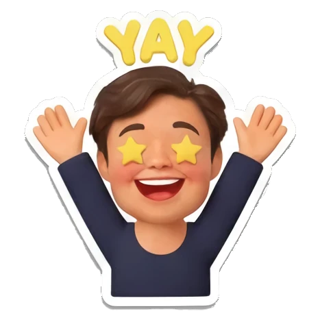 男孩眼睛闪烁星星表示赞同 Cheerful Boy 3D Expressions sticker for expressive chats and social replies.