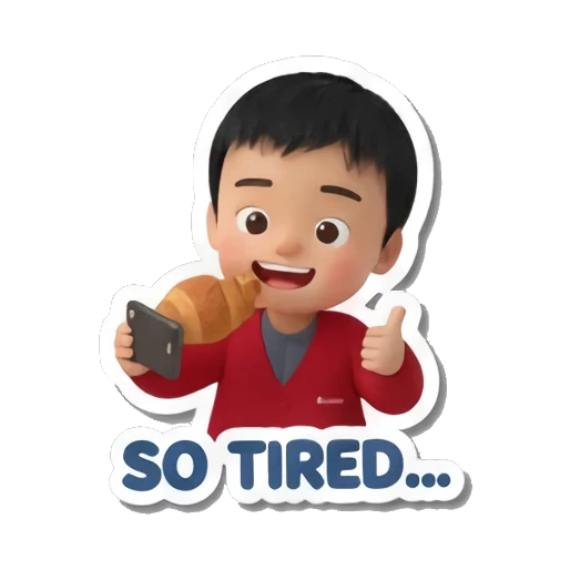 boy eating croissant Little Traveler Explorer sticker for expressive chats and social replies.