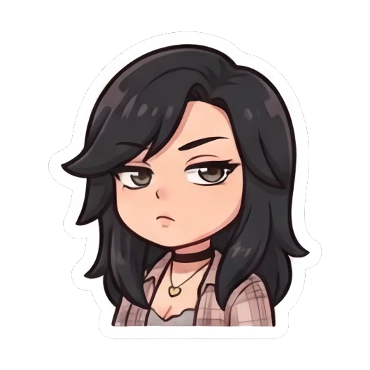 Girl with glasses looking unimpressed and skeptical Chibi Girl Daily Life sticker for expressive chats and social replies.