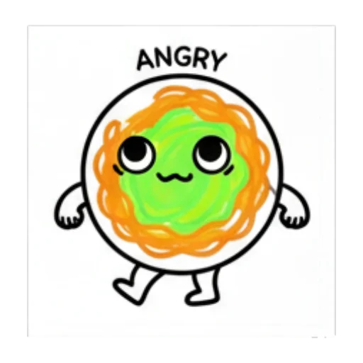 生气皱眉。 Green Blob Expressive Stickers sticker for expressive chats and social replies.