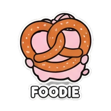 Blob eating a pretzel Pinky Blob Adventures sticker for expressive chats and social replies.