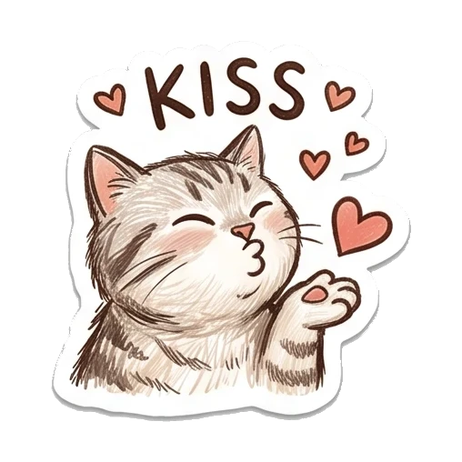 Cat blowing a kiss Cozy Tabby Doodle Life sticker for expressive chats and social replies.
