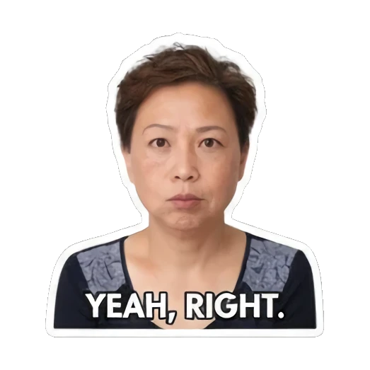 阿姨不满摇头 Real Life Reactions sticker for expressive chats and social replies.