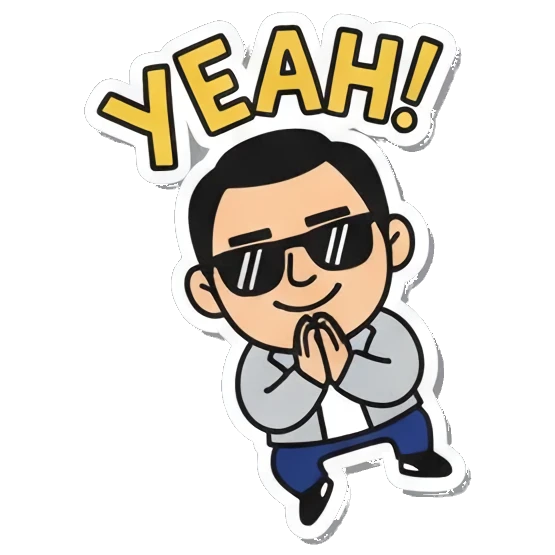 双手合十表示感谢 Cool Guy Daily Vibes sticker for expressive chats and social replies.