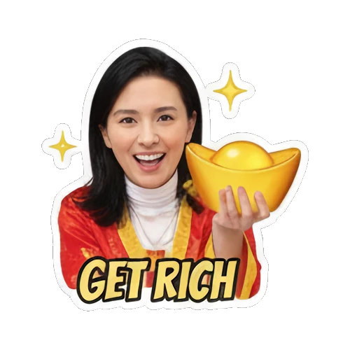 财神形象的现代女性 Wealthy Lady Fortune sticker for expressive chats and social replies.