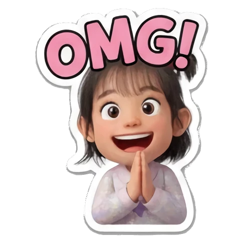小女孩双手合十表示OMG Little Girl Daily Vibes sticker for expressive chats and social replies.
