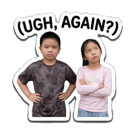 姐弟无奈翻白眼 Siblings Daily Vibes sticker for expressive chats and social replies.