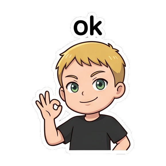 Blonde boy making an OK hand gesture with a confident smile Blonde Boy Daily Expressions sticker for expressive chats and social replies.