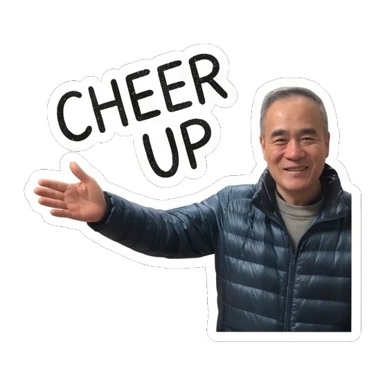Dad feeling shy Cheerful Dad Daily Life sticker for expressive chats and social replies.
