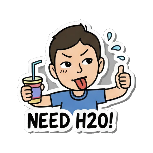 drinking water Summer Boy Adventures sticker for expressive chats and social replies.