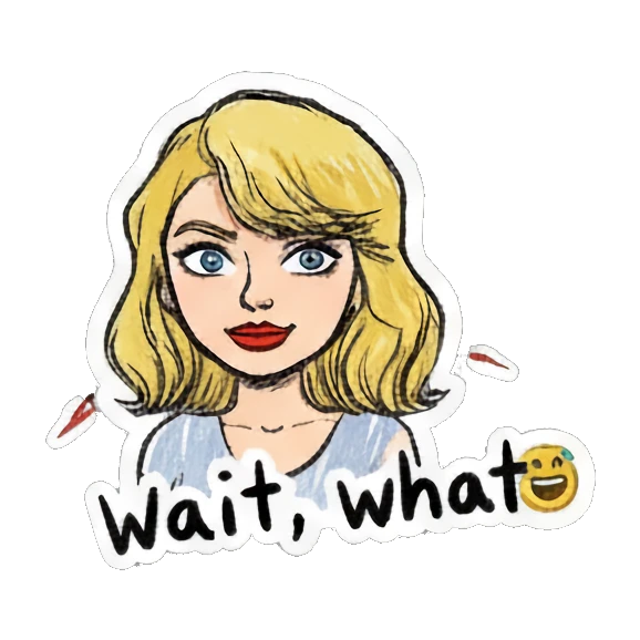 Blonde girl looking confused with text Wait what Blonde Girl Doodle Diary sticker for expressive chats and social replies.