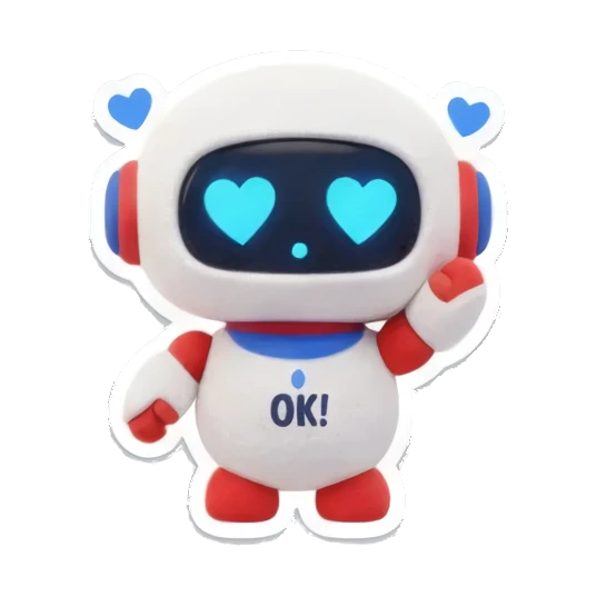 Confident robot giving ok Mini Bot Emotions sticker for expressive chats and social replies.