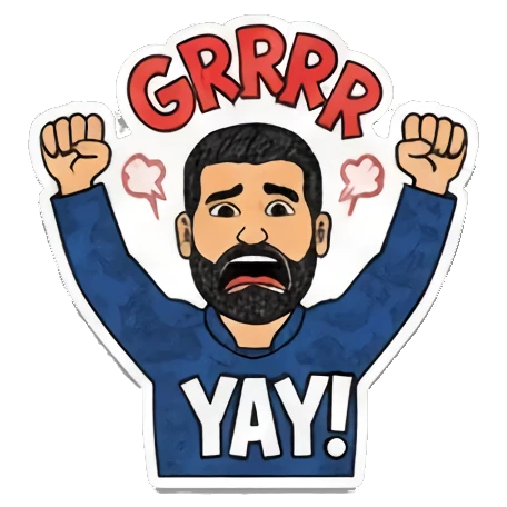 安静嘘声SHH... Bearded Man Expressions sticker for expressive chats and social replies.